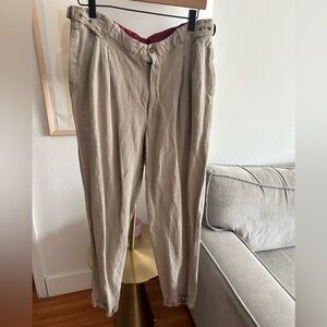 Pronto Uomo Beige Striped Vintage Linen Pants 34